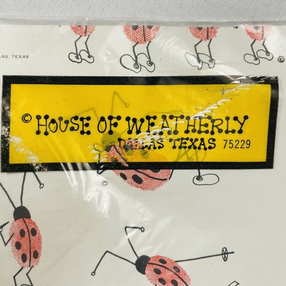 Thumkins Gift Wrap 1972  2 Ft 2 Sheet Package Ladybug House Weatherly Vintage - Picture 3 of 15